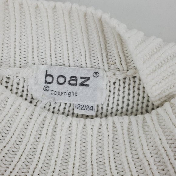 Boaz Womens Chunky White Sweater Winter Warm Long Sleeve Pullover Plus Sz 22/24 - Picture 2 of 7
